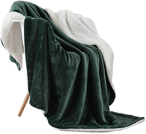 NANPIPER Flannel Blanket Reversible Sherpa Throw Blanket Super Soft Plush Warm Fleece Microfiber for Home/Outdoor/Travel (50"x60",Olive Green) by NANPIPER