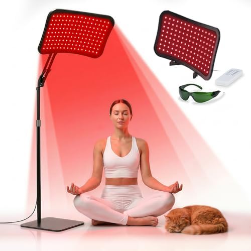 Renergy Red Light Therapy Lamp with Stand, 660nm 850nm Near Infrared Red Light Therapy Panel for Face & Body, Portable LED Light Therapy Device with Remote Control, 5 Brightness 3 Timer for Home Use by Renergy