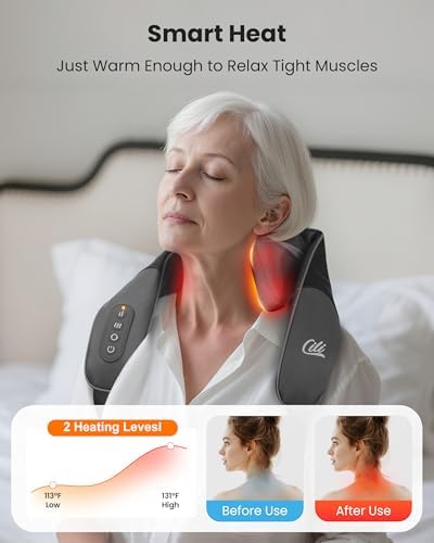 CILI Cordless Neck Massager with Heat, 4D Shiatsu Shoulder Back Deep Tissue, Neck Back Massager Pillow, Wider Massage Head & More Heating Area - Image 5