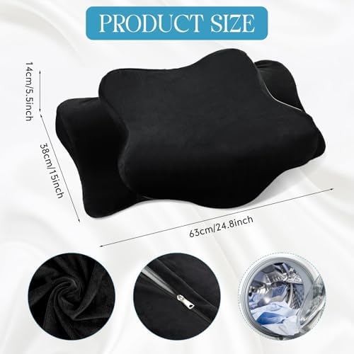 Hahafelt Cervical Neck Pillow Case Plush with Zipper, Black, Queen Size - Image 2