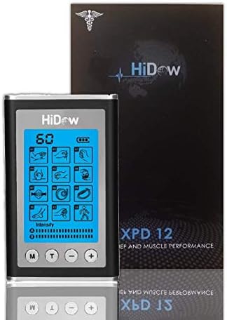 HiDow XPD Dual Channel TENS EMS Unit 12 Modes Muscle Stimulator Pain Relief Therapy Electronic Pulse Massager for Sore Muscles in Your Shoulders, Back Sciatica Pain, Ab's, Legs, Knee's and More by Hi-Dow