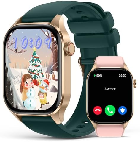 Smart Watches Christmas for Women 2.04"HD Screen Fitness Tracker Watches, Heart Rate Sleep Blood Oxygen Monitor, IP68 Waterproof, 136+ Sports, Answer/Make Call Smartwatch for Android IOS, Gold by SOUYIE