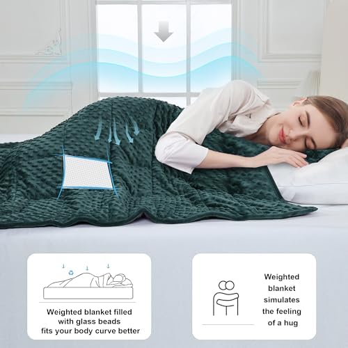 Alomidds Weighted Blanket, Luxury Velvet Heavy Blankets for Adults and Kids,Warm and Breathable Soft and Comfort Minky, Gravity Blanket with Glass Beads (48"x72",12lbs Twin Size - Green) - Image 3