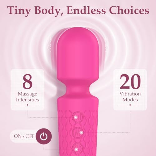 Upgraded Cordless Rechargeable Mini Handheld Massager, 20 Modes 8 Speeds, Premium Silicone, Rose Color, On-the-Go Stress Away & Full Body Muscle Relaxation - Image 2