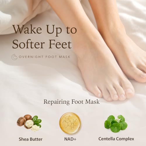 Epielle TruWrap Fit Overnight Advanced Repairing Foot Mask 3-Pack, Shea Butter, NAD+, Centella Complex for Dry Cracked Feet - Image 3