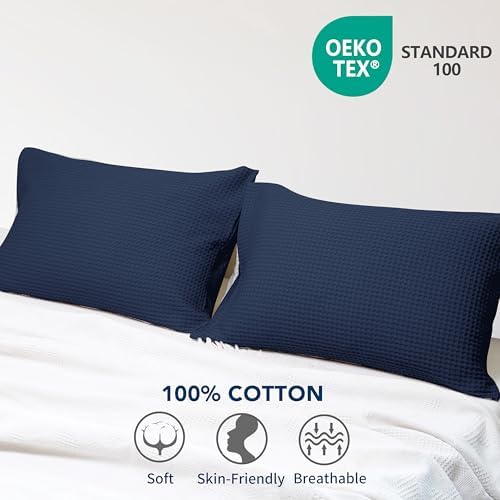 100% Egyptian Cotton 600 TC Waffle Weave Pillowcases Standard Size 2 Pack - Image 6