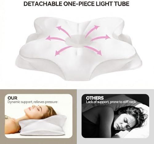 2-Pack Cervical Neck Pillow for for Neck Support,Ergonomic Memory Foam Contour Pillow with Wrinkle-Resistant Silky Satin Fabric Cover,Orthopedic Bed Pillow for Side,Back,Stomach Sleepers,White - Image 5