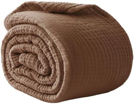 100% Cotton Muslin Blanket King 108" x 90", Breathable and Lightweight Cotton Throw Blanket for Bed, Soft Cooling Summer Gauze Blanket for Adults All Season, Brown by Kozyhvn