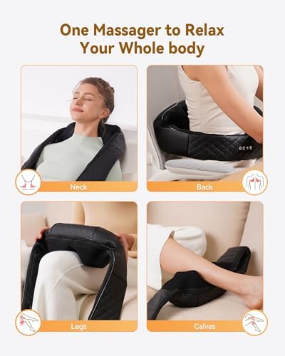 KNQZE Neck Shoulder Massage with Soothing Heat, Electric Shiatsu Back Massager 4D Deep Tissue Kneading Massagers for Full Body Muscle Pain Relief Relax, Christmas Birthday Gift, Not Cordless - Image 5