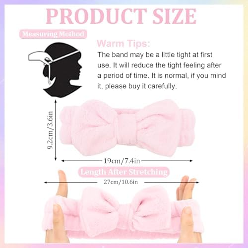 WHAVEL 6PCS Spa Headband and Wristbands Set, Face Wash Headband Wrist Bands for Washing Face Skincare Makeup Hair Band Skin Care Accessories Tools，Blue&Pink - Image 2