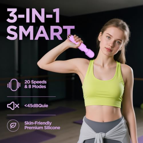 Personal Massager - 4H Max Runtime & Ultra-Quiet - Waterproof - 20 Modes 8 Speeds for Deep Tissue Back Massage, Post-Workout Recovery and Neck Muscle Relaxation(Purple) - Image 3