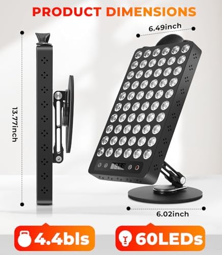 Red Light Therapy for Body Face 300W, 660nm 850nm Near Infrared Light Therapy Panel with 60 Dual Chip LED Device - Image 6