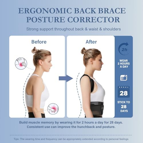 Back Brace Posture Corrector for Women and Men, Shoulder and Back Support Brace, Adjustable Back Straightener Posture Corrector for Pain Relief and Improves Posture (Large) - Image 3