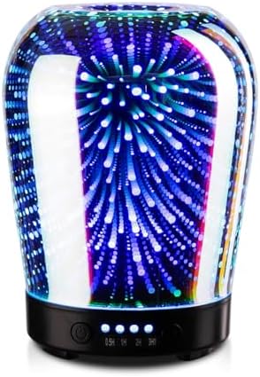Porseme Essential Oil Diffuser, Aromatherapy Ultrasonic Cool Mist Humidifier, 3D Effect Glass, Auto Shut-Off, Timer Setting,100ml Aroma Decoration for Home, Office, Gym, Spa, Premium Gift by Porseme
