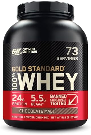 Optimum Nutrition Gold Standard Whey Protein Powder, Chocolate Malt, 5 LB by OPTIMUMNUTRITION