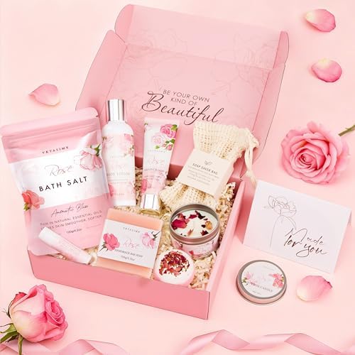 Gifts for Women Birthday Gift Baskets, Rose Relaxing Home Spa Set - Image 3