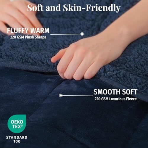 Topblan Sherpa Fleece Weighted Blanket 15lbs, 60 x 80 Queen Size for Adults - Image 2