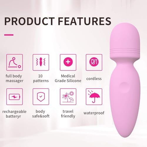 Mini Wand Massager,Small Cordless Hand-held Massager,Quiet,Rechargeable Personal for Neck Shoulder Back Body Massage[4.35 * 1.18 in] - Image 3