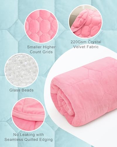 Cottonblue Small Weighted Lap Blanket 7lbs for Adults Teens 24"x29", Pink - Image 4
