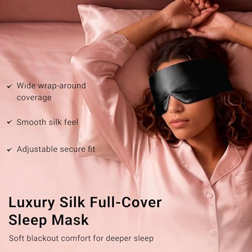 Silk Sleep Mask for Side Sleepers, Eye Mask for Sleeping Women Men, Face-Hugging Padded Eye Cover, 100% 22 Momme Pure Mulberry Silk, Soft Light Blocking Mask for Travel, Naps & Shift Workers (Black) - Image 2