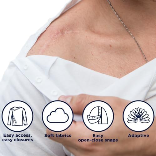 MAI Shoulder Surgery Shirts for Women - Soft Fabric Tear Away Shirt with Premium Snap, Chemo Shirts for Port Access - Image 4