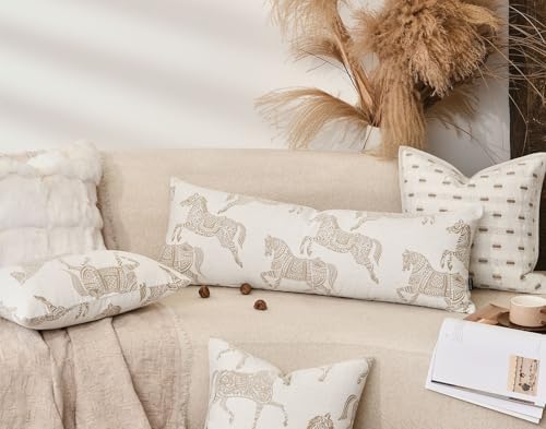 14x36 Lumbar Pillow Cover, Double Sided Horse Pattern Chenille Jacquard Long Body Pillow Covers for Bed Couch Sofa, Decorative Throw Pillows Cushion Cover for Living Room Bedroom - Image 6