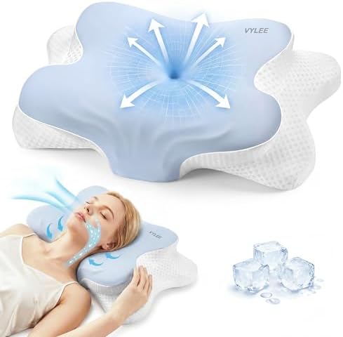 VYLEE Cervical Neck Pillow for Pain Relief, Cooling Memory Foam Pillow by VYLEETechnologyLLC