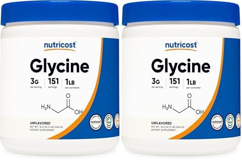 Nutricost Glycine Powder 1lb - Non-GMO, Gluten Free (Pack of 2) by Nutricost