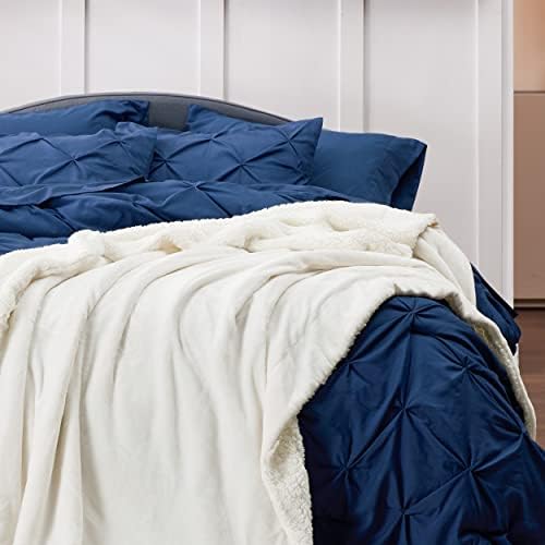 Bedsure GentleSoft Sherpa Fleece Blanket Queen Size for Bed, Non-Heated, Thick and Warm Throw for Women and Men, Soft Fuzzy Plush Queen Blanket for Spring, Cream, 90x90 Inches - Image 4