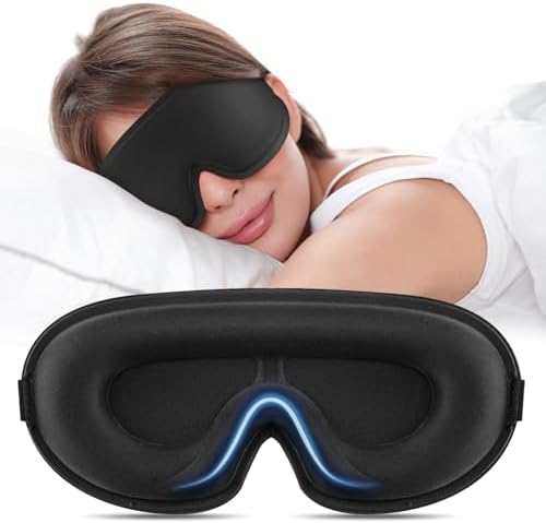 Sleep Eye Mask for Side Sleeper Women Men, 3D Sleeping Mask No Eye Pressure 100% Blackout Night Blindfold Soft Eye Shade Cover for Travel, Nap (Black) by MeliyaTVRemoteLightWatchAccessories