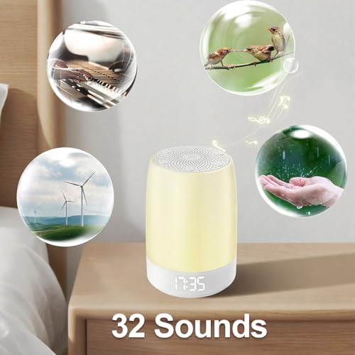 White Noise Machine Alarm Clock for Baby Adults Kids with 32 Soothing Sounds 8 Colors Rainbow Breathing Light，Toddler Sleep Trainer with Timer, App Remote Control，Bluetooth Playback for Bedroom - Image 4