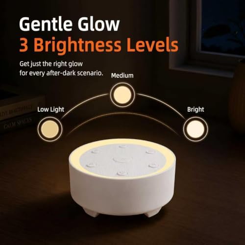 Kipcush White Noise Machine for Sleeping, Baby & Adults, High-Fidelity Non-Looping Sounds, Sleep Sound Machine with Dimmable Night Light, USB Powered, Memory Function, Home, Nursery & Travel - Image 4