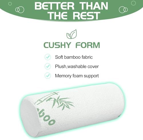 Bucherry 3 Pack Memory Foam Roll Pillow Neck Bolster, 15.75 x 5.91 Inches - Image 4