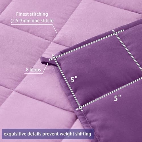 yescool Weighted Blanket for Adults (20 lbs, 48" x 72", Purple) Cooling Heavy Blanket for Sleeping Perfect for 110-130 lbs, Twin Size Breathable Blanket with Premium Glass Bead, Machine Washable - Image 5