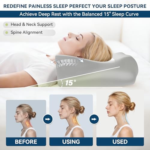 ABLEGRID Memory Foam Cervical Neck Support Pillow,Contour Cooling Gel Pillow for Neck Shoulder Pain Relief,Odorless Ergonomic Orthopedic Adjustable Deep Sleep Bed Pillow for Side,Back,Stomach Sleepers - Image 5