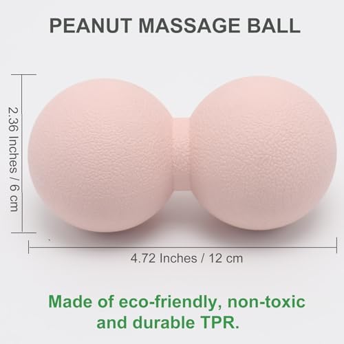 Hard Peanut Massage Ball, Double Ball Peanut Roller, 4.7″×2.4″, Pink - Image 2
