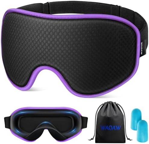WAOAW Sleep Mask for Men Women: Blackout Eye Masks for Sleep - 3D Breathable Soft Comfortable Eye Mask for Travel - Adjustable Light Blocking Night Masks for Sleeping by WAOAW