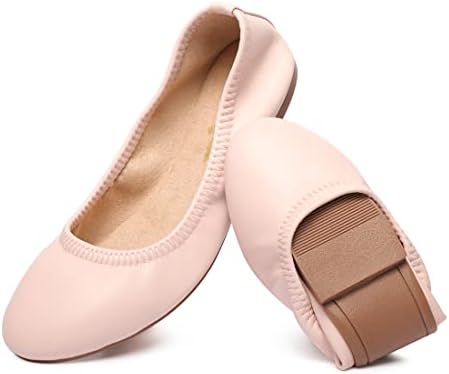 LM Women's Ballet Flats Round Toe Slip On Flats Shoes Casual Dress Shoes Foldable Portable Travel Ballet Flat by LM