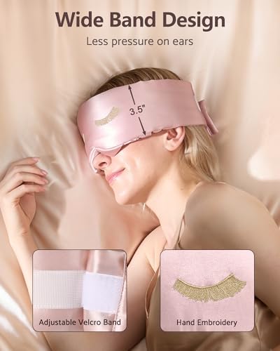 BeeVines Luxury Pure 100% Silk Sleep Mask for Women, 3D Countourd Eye Mask - Image 5