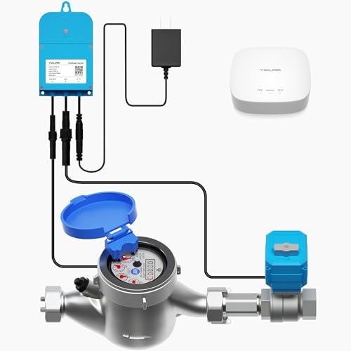 NSF Certified Pulse Meter + Shutoff Valve Kit, 2", FlowSmart Controller YS5006 Reads Meter Pulses, Real-Time Usage & Leak Detection, Auto Shutoff (D2D Offline), LoRa Long Range, Hub Included by YoLink