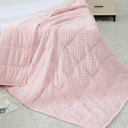 Alomidds Weighted Blanket (60"x80",15lbs Queen Size - Pink), Weighted Blankets for Adults, Cooling Breathable Soft and Comfort Minky, Heavy Blanket Microfiber Material with Glass Beads - Image 6