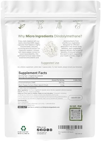 DIM Active Supplement, DIM 300mg, 240 Veggie Capsules (8-Month Supply), 2 in 1 Formula, Estrogen Metabolism, Premium DIM-Plus Broccoli Extract Supplement With Black Pepper for Better Absorption - Image 2