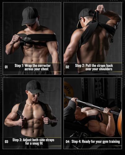 Boiten Back Posture Corrector for Women & Men Back Straightener Strap, Black, XL - Image 5