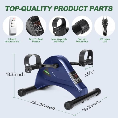HOMGIM Mini Exercise Bike,Under Desk Bike for Seniors Rehab Training, Motorized Pedal Exerciser for Arm/Leg Fitness & Physical Therapy, 6 Levels Speed Adjustment - Image 2
