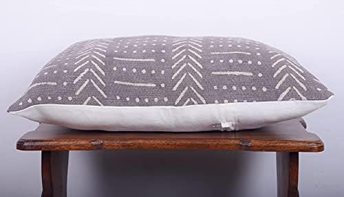 Trade Star 100% Cotton Mudcloth Pillow Cover Grey Snow 14X22 Handloomed Spring Breathable Pillow Case Luxurious Rustic Rectangle Modern Framhouse Lumbar Bed Cushion Case - Image 4