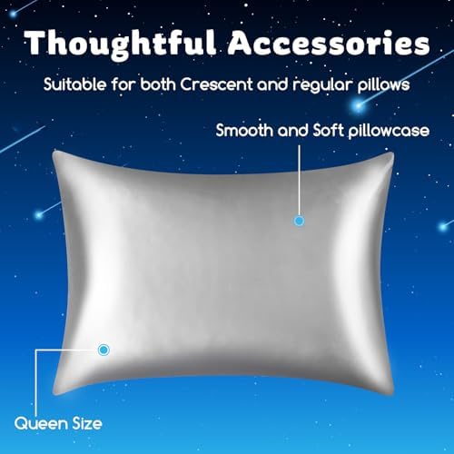 Cooling Side Sleeper Pillow for Neck and Shoulder Pain, Luxury Shredded Memory Foam Curved Bed Pillows for Sleeping Set of 1- Adjustable Queen Size- Washable Cover Crescent White&Extra Grey Pillowcase - Image 5