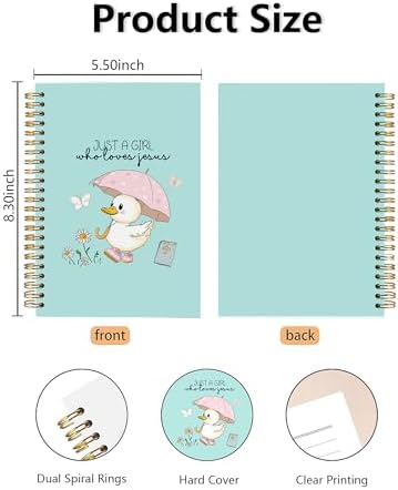 Cute Christian Spiral Notebooks - Just a Girl Who Loves Jesus Spiral Journaling Notebook for Daily Writing Bible Study, Kawaii Duck Religious Christian Journals Gifts for Daughter395 - Image 2