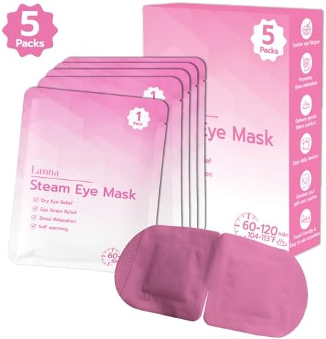 LANNA Heated Steam Eye Mask, Disposable 120 Minutes, Pink Unscented, 5 Pcs - Image 2