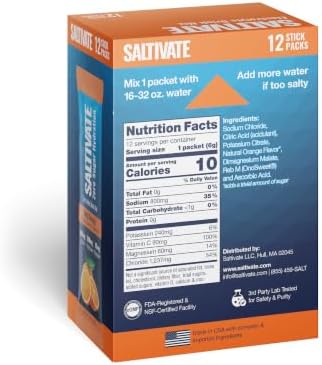 Electrolyte Packets, Salty Orange, 800mg Sodium, 12 Sticks - Image 2