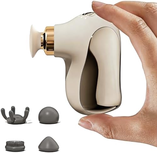 Mini Massage Gun, Ultra-Portable Deep Muscle Massager, 4speed Settings and 4 Back Massage Heads by ROUYIL
